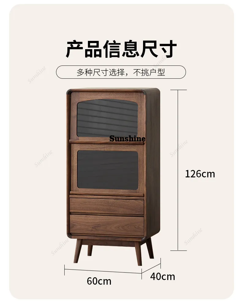 New Chinese-style solid wood dining side cabinet, living room storage floor cabinet