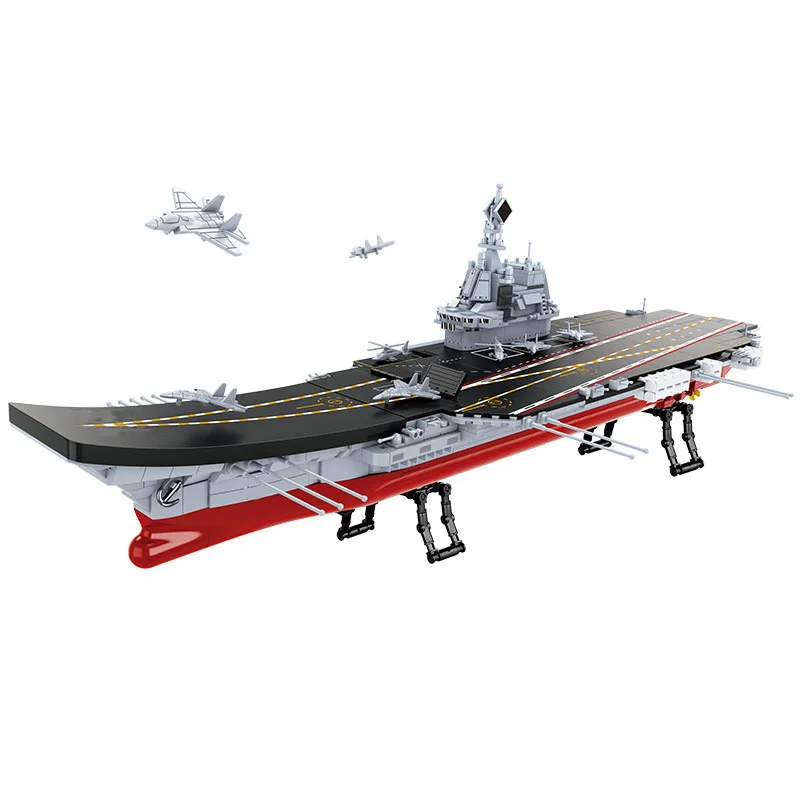 Chinesische Militär-Marine Shandong 002 Flugzeugträger Klemmbausteine Set 1514 Teile Militärisches Kriegsschiff Bausteine Modellbausatz  DIY Montage Spielzeug für Erwachsene Ideales Geburtstags