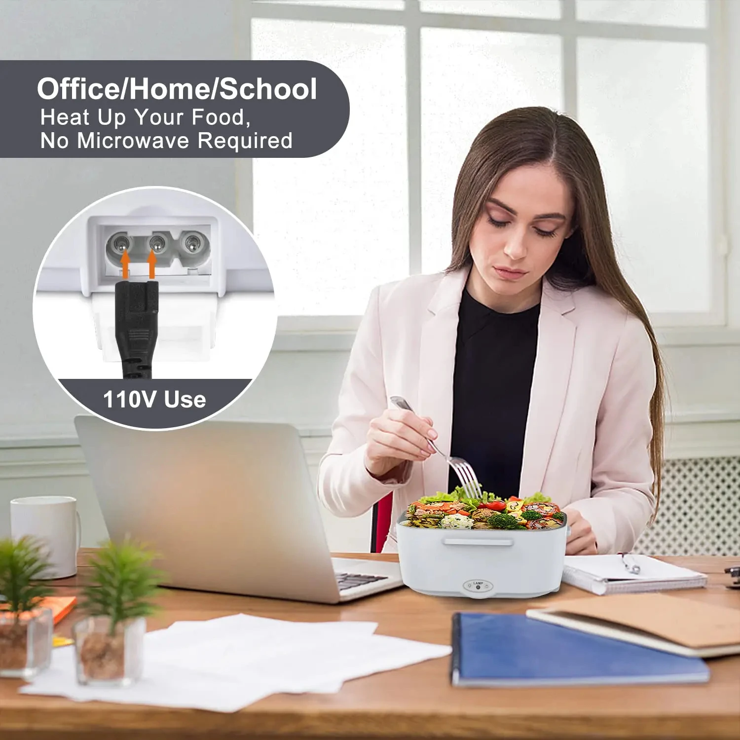 Electric Lunch Box: 12V/24V/110V Portable Food Warmer with 1.5L Leakproof Stainless Container & Insulated Bag for Car/Home