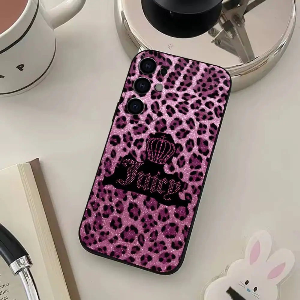 حافظة هاتف Royal Pink Art J-JUICY C-Couture لهاتف Samsung S25، S24، S21، S22، S23، S30، Ultra، S20، Plus، غطاء أسود من السيليكون الناعم #3