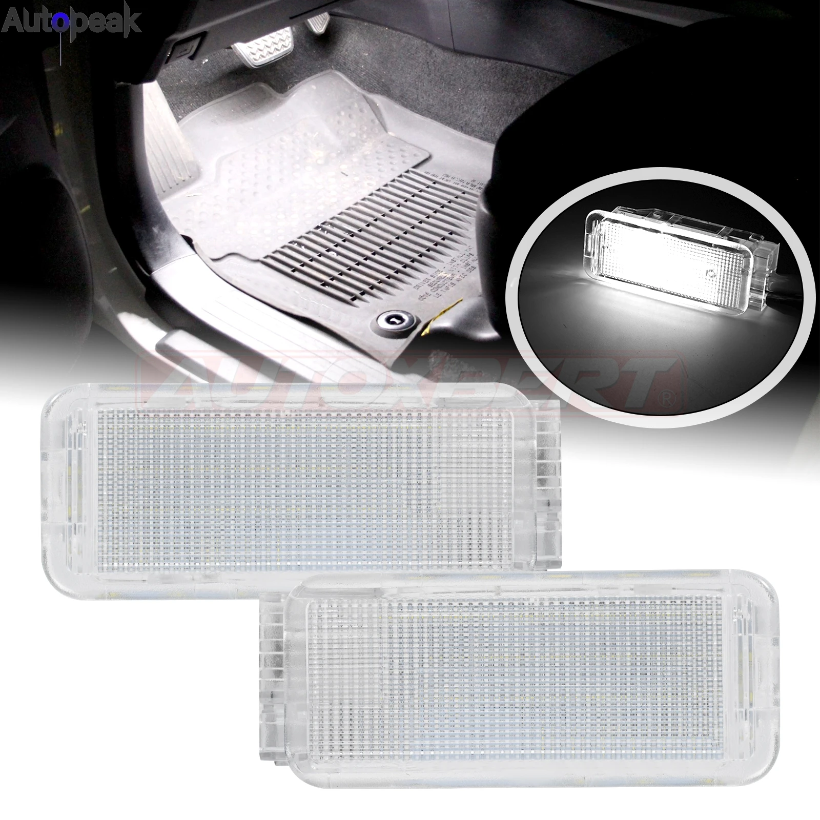 

2pcs For Peugeot 1007 206 207 306 307 308 3008 406 407 5008 607 806 807 LED Footwell Trunk Luggage Interior Lights Door Lamp