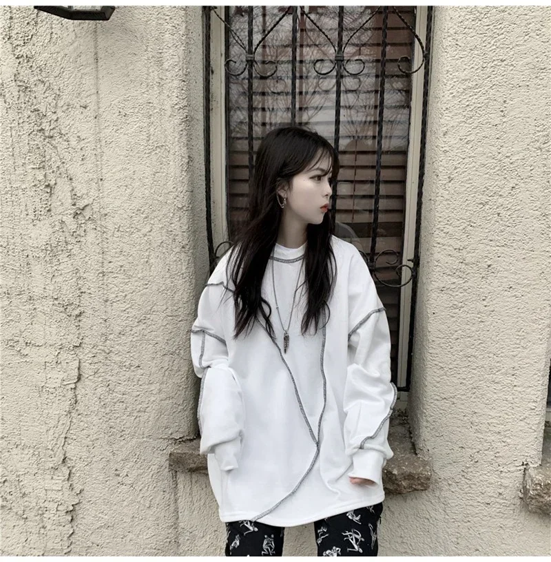 Spring Autumn Korean Round Neck Women's Hoodie Sweatshirt Japan Fashion Harajuku Loose Casual Pullover Y2k Streetwear Women