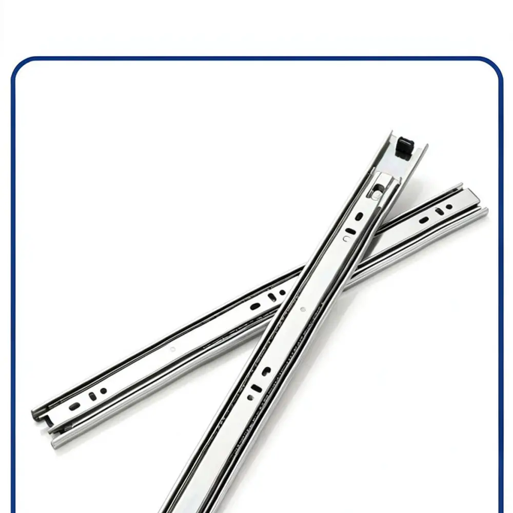 Silent Ball Bearing Drawer Slides 35mm Width Steel Triple Section Glides Furniture Hardware For Kitchen Cabinet Wardrobe