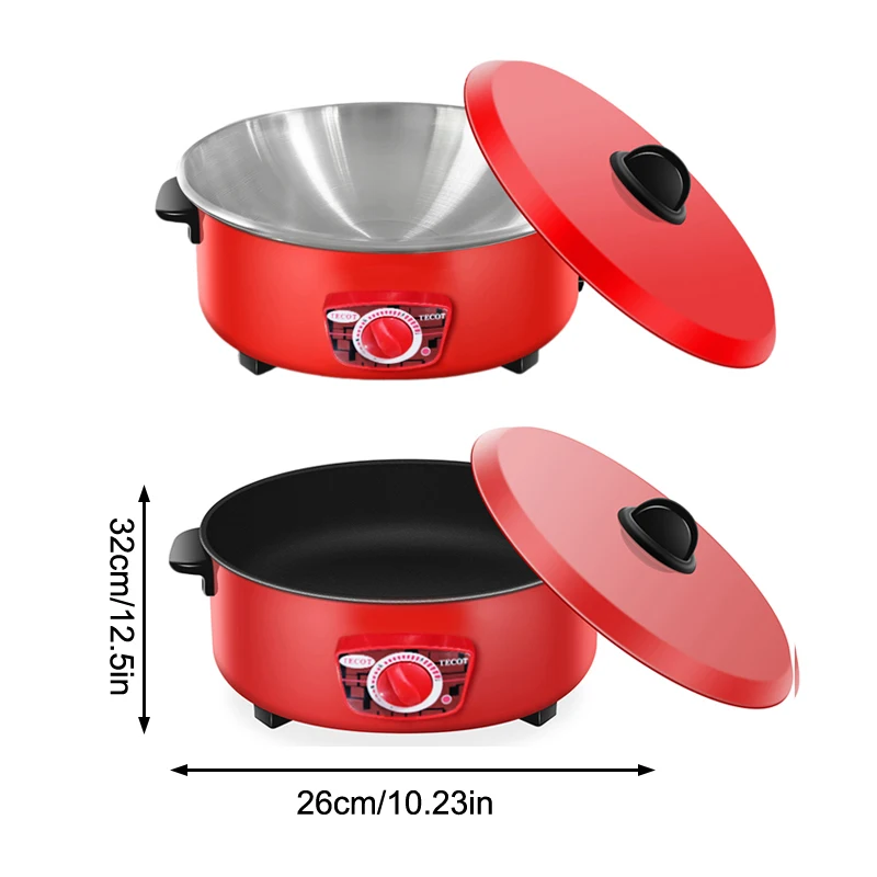 2.4L/4L 赤マルチクッカー単層電気ポット 1-2 人家庭用ノンスティックパン鍋炊飯器調理家電