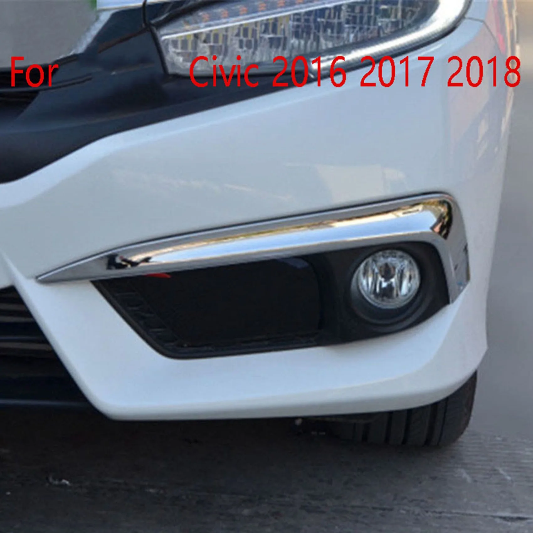 

Front Fog Light Eyelid Strips Molding Trim Fog Light Eyelid Eyebrow Cover Trim for Honda Civic 2016 2017 2018