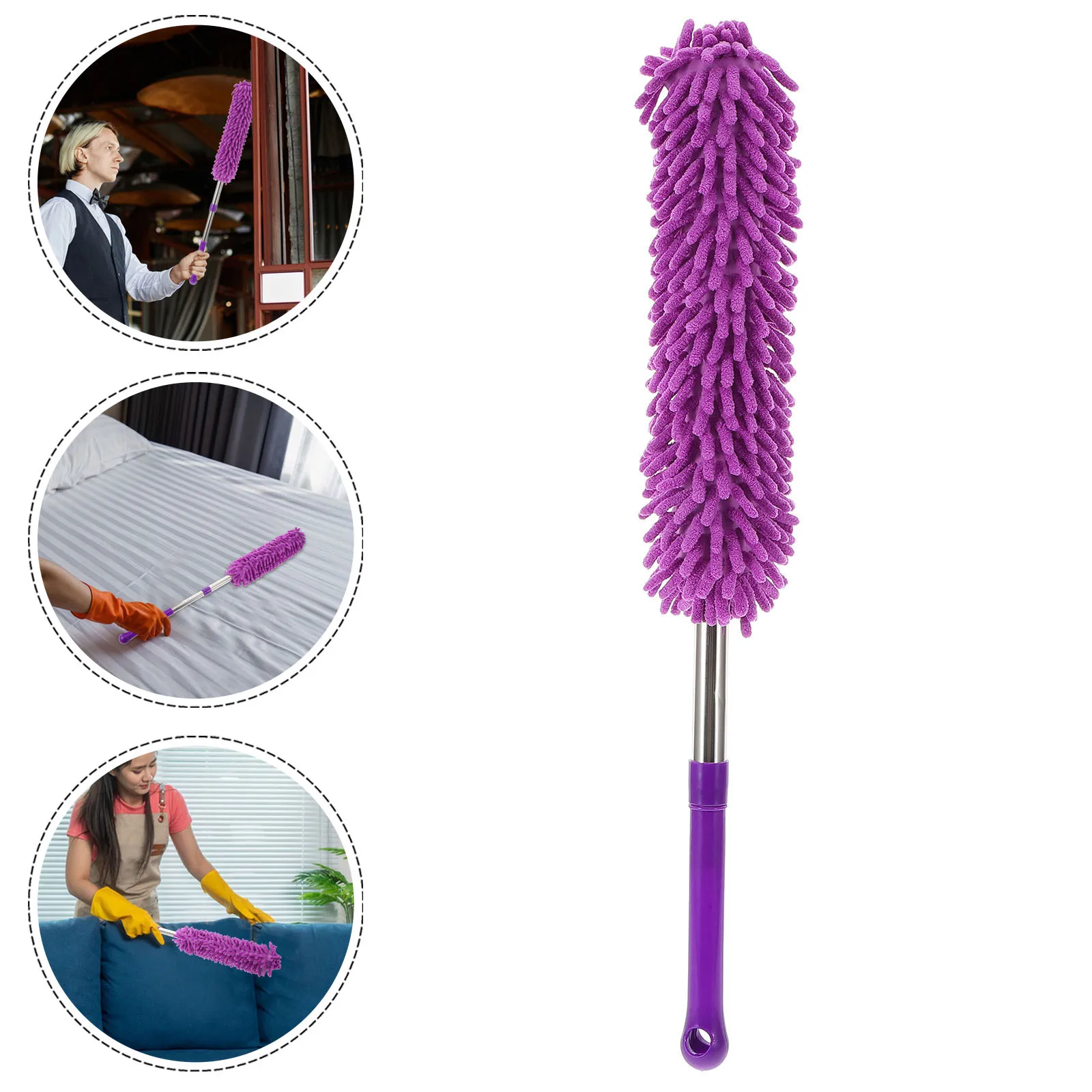 

Premium Chenille Duster with Adjustable Rod Multi Purpose Dust Cleaner for Wall Lamp Car Tight Spaces Extendable