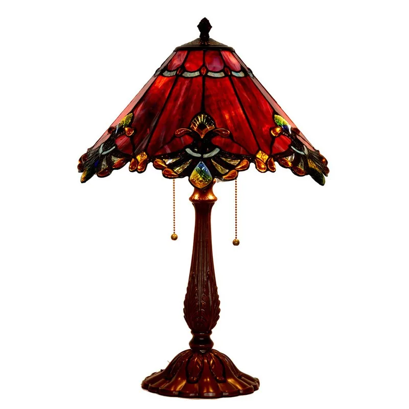 

Colored glass art, missionary style British simple desk lamp