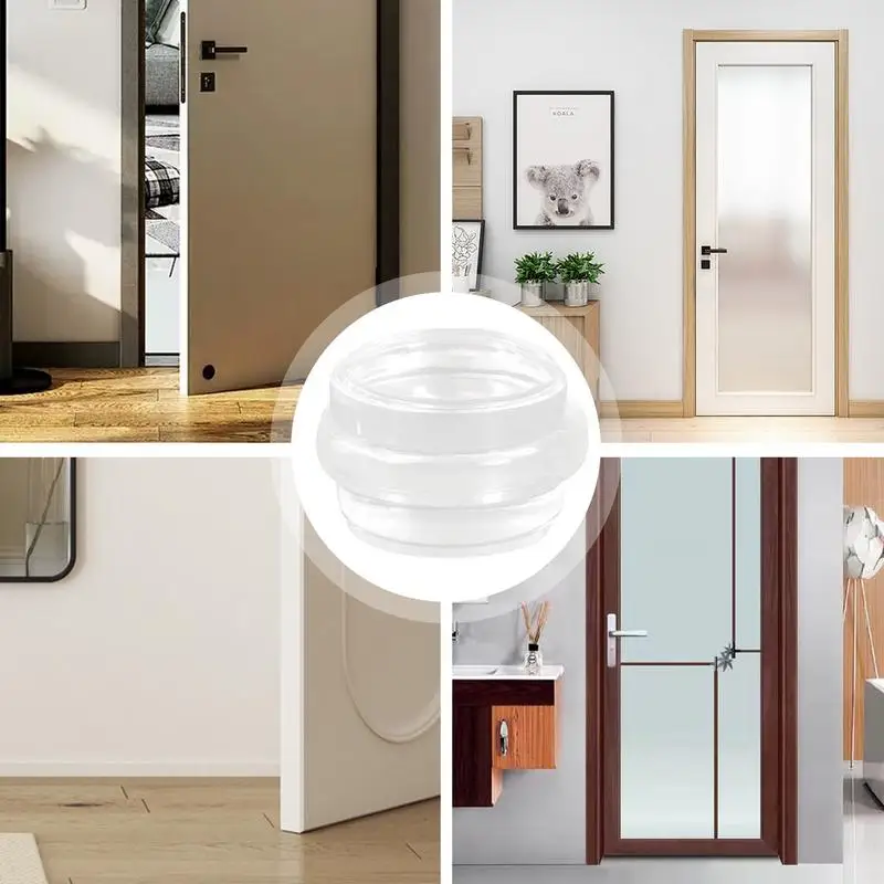 No Punching Cylindrical Door Stop Transparent Acrylic Round Anti-Collision Silent Flooring Door Protect Walls Furniture Cushion