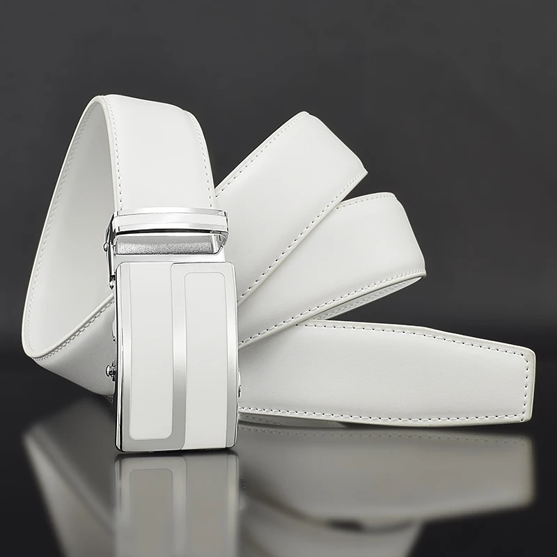 Letter S White Leather Belt Men Designers Luxury Famous High Quality Young Men Cowskin Brand Jeans Casual Fashion Ceinture Homme