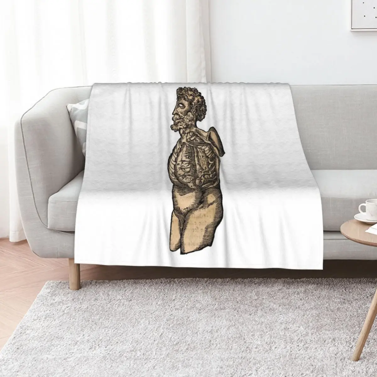 Vintage Human Torso Anatomy Illustration Throw Blanket Lightweight Warm Blanket for Travel Camping