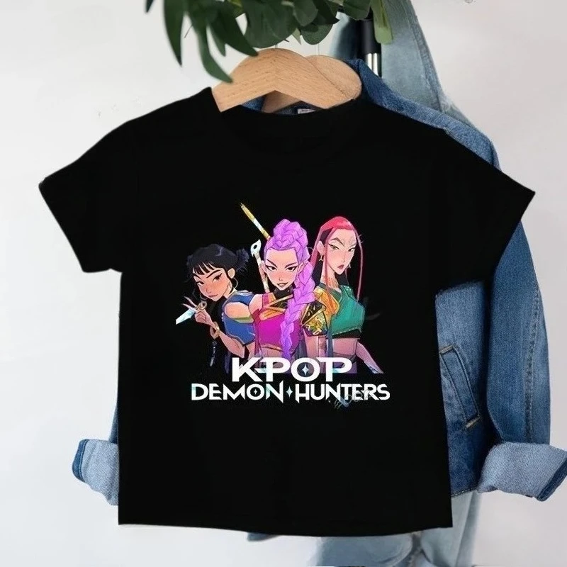 

Fashion Casual Kids T-shirt KPop Demon Hunters Cool Girls Tee Top Funny Gift for Fans Tshirt -KPop Demon Hunters Clothes