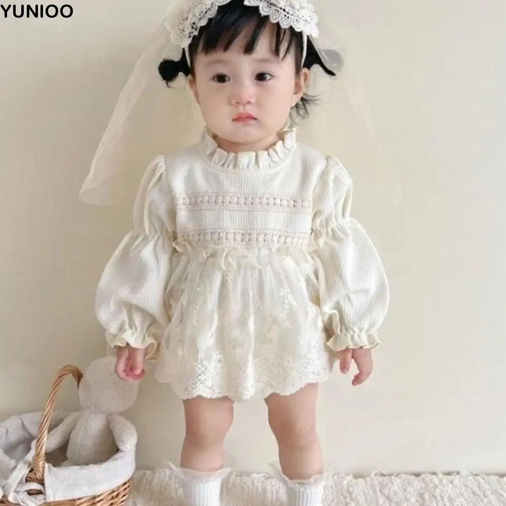 

Fashion Lace Ruffle Baby Jumper Dress Bodysuit Fluffly Toddle Jumpsuit Sweet Infant Romper Newborn Shorts Climb Suit Gifts