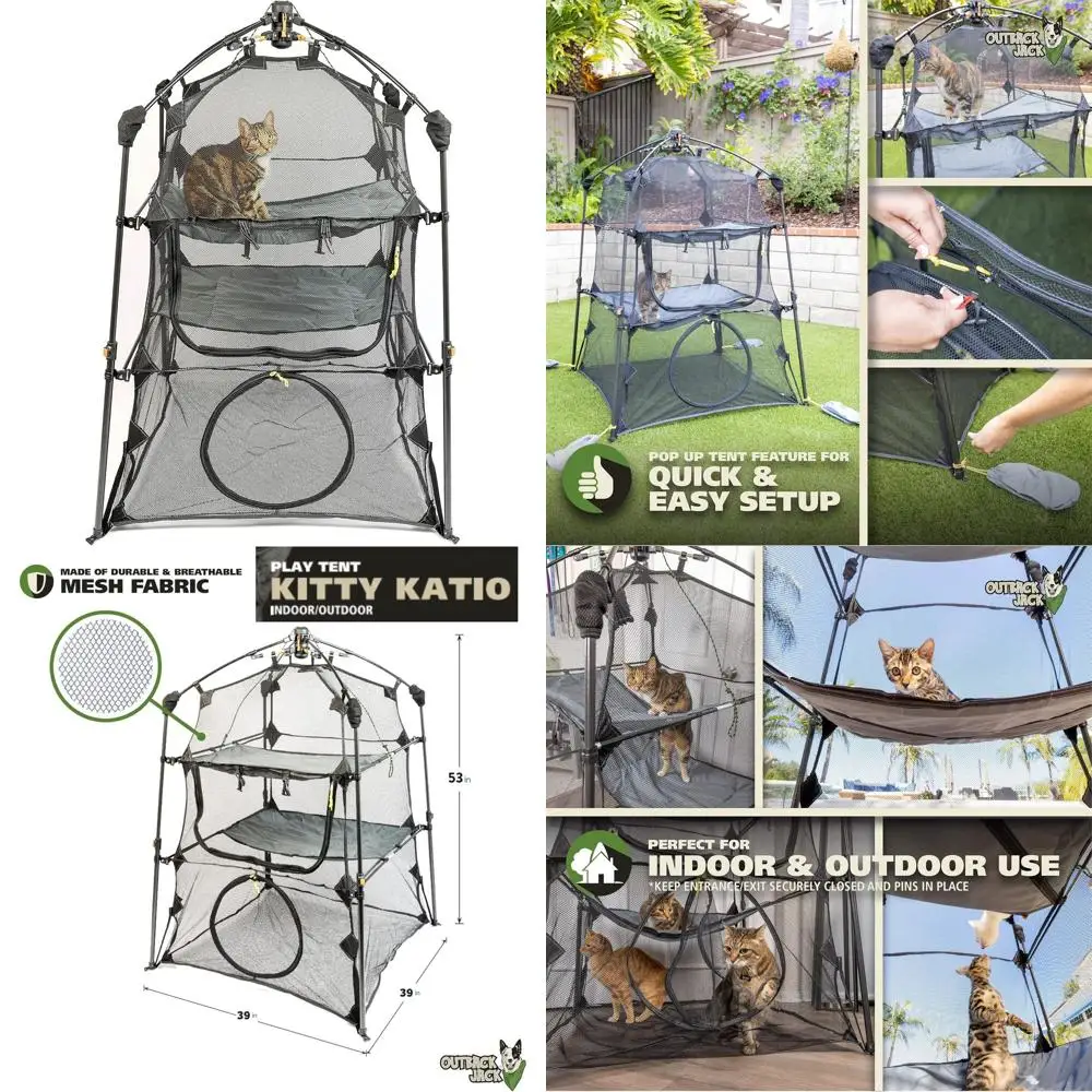

Портативный уличный Catio для кошек: удобный в помещении корпус, игровая палатка и безопасный корпус для нескольких кошачьих компаньонов