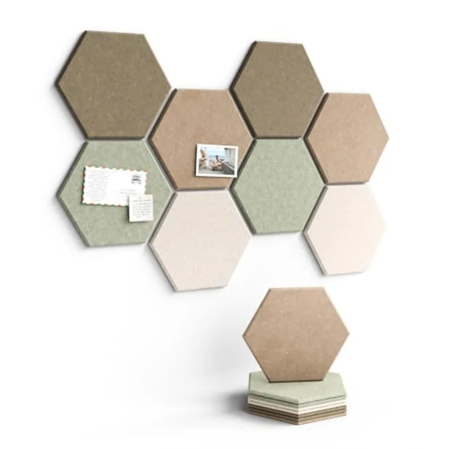 

Альтернатива гексагональным пробковым доскам для декора стен - Набор из 8 фетровых плиток-досок для заметок с 30 кнопками и 50 клейкими креплениями для офиса и школы
