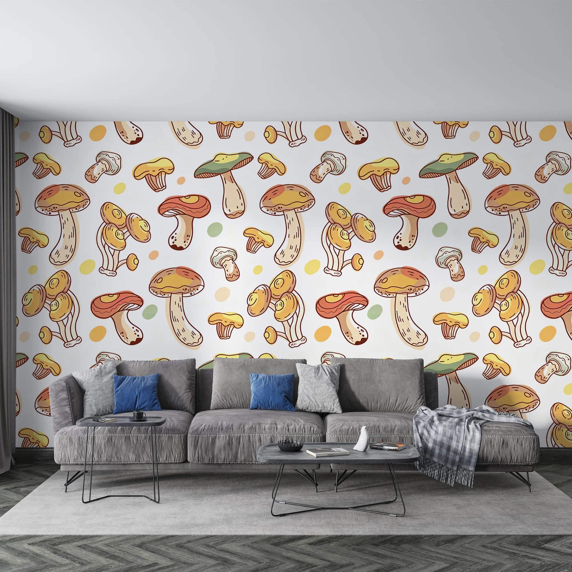 Custom Mural Wallpaper Cute Cartoon Mushroom Peel And Stick Wall Mural Colorful Forest Fungi For Kids Bedroom Nursery Home Decor