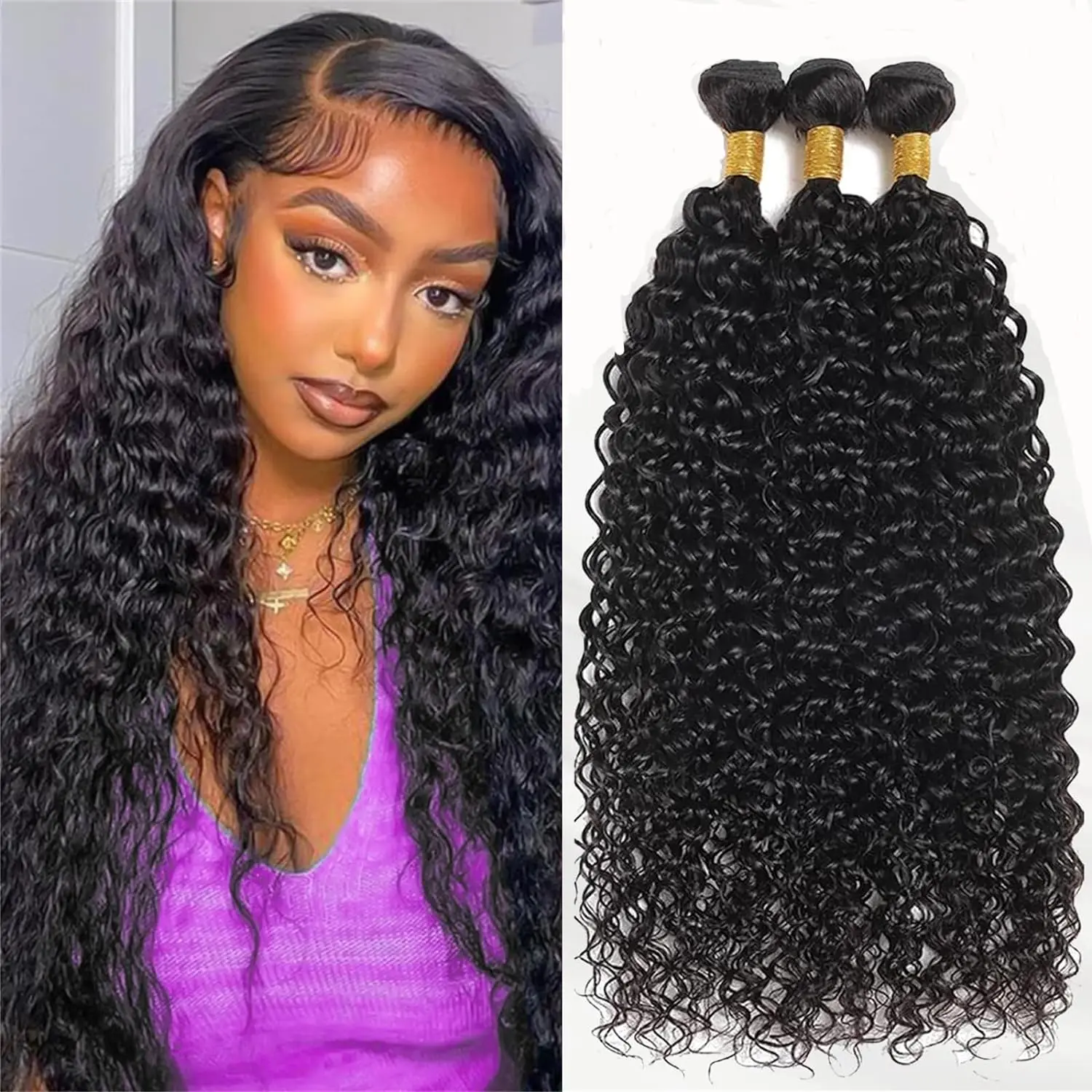 Ulrica Water Wave Bundles Human Hair 100% Original Brazilian Remy Hair Weave Curly Bundles 10-28 Human Hair Extensions For Women