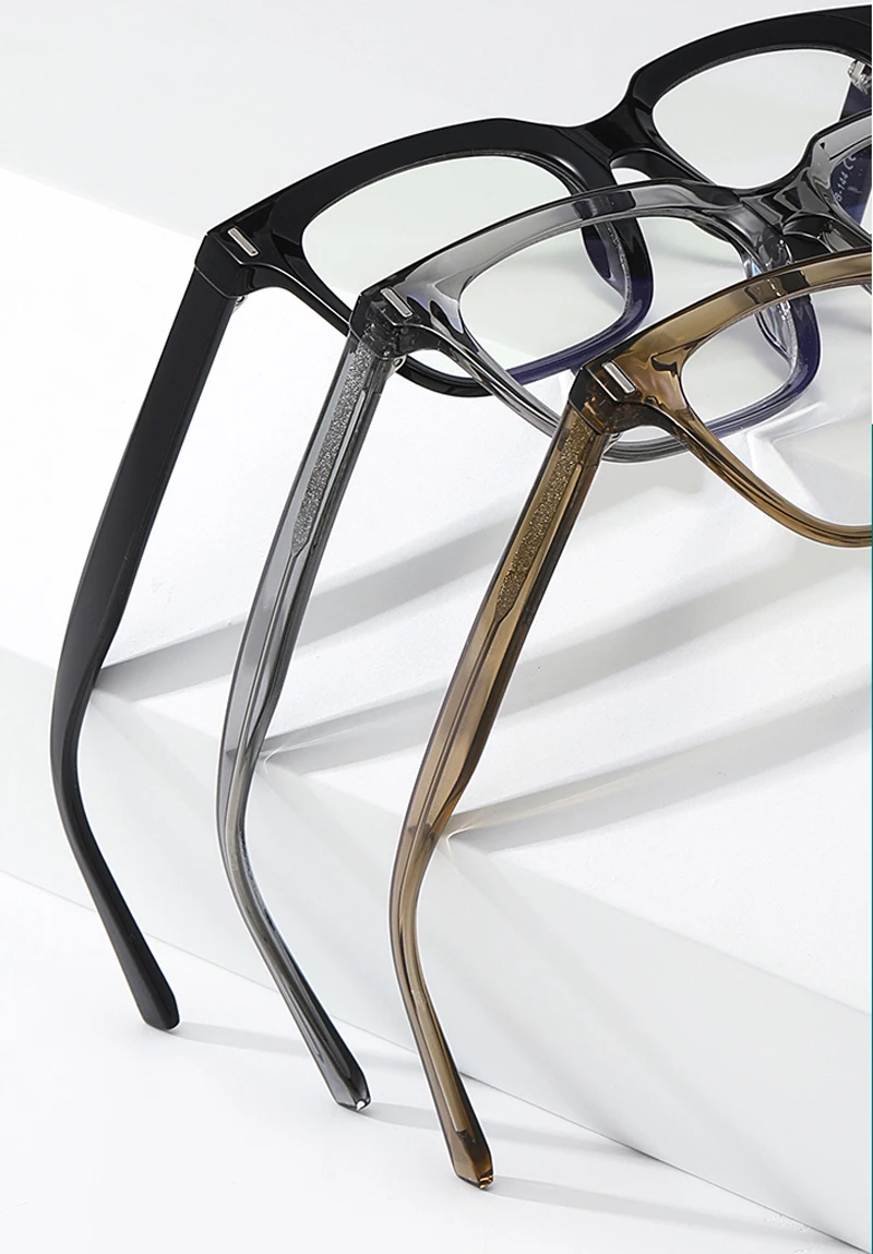 Kachawoo Anti-Blaulicht-Brille, TR90-Acetat, quadratischer Brillenrahmen für Damen, Trend, koreanischer Stil, Unisex, transparent, grau – Detail 3