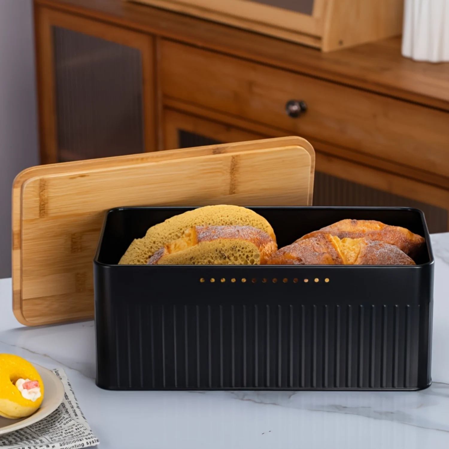 1pc  Container, Leak Proof And Reusable Black Bread Box With Cover, Multifunctional Durable Food  Box, For  Kitchen And Pantry, 