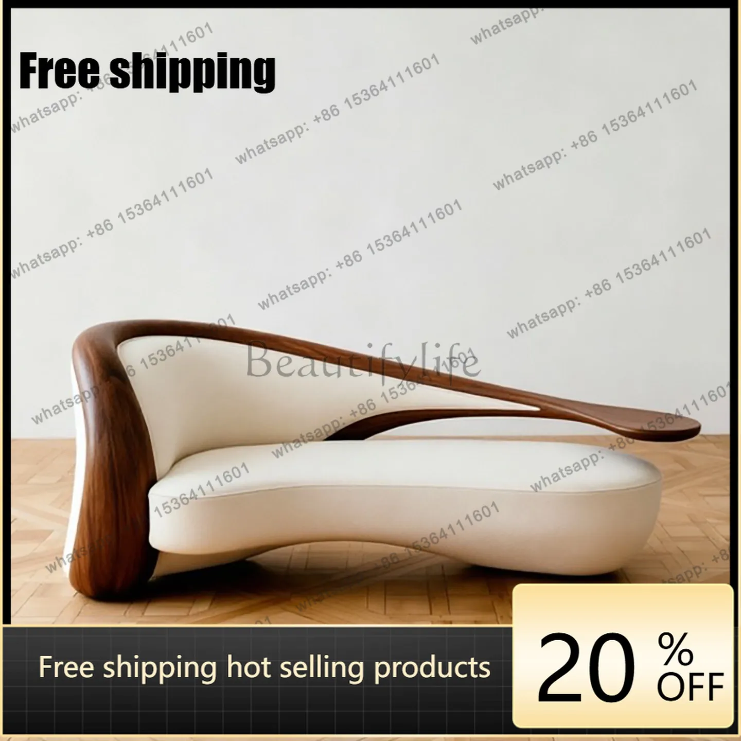 YJ new Chinese-style North American black walnut sofa Italian minimalist design artistic princess chair 1.8m