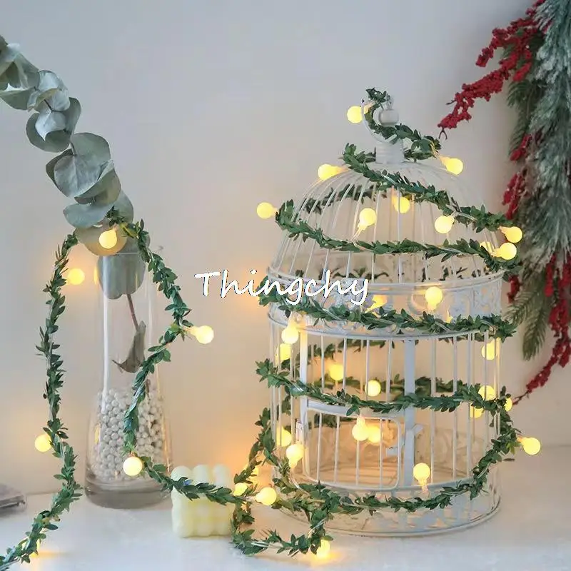 

Tiny leaves with cherry ball garland LED string lights outdoor fairy light for Christmas home party Decoration Home decor