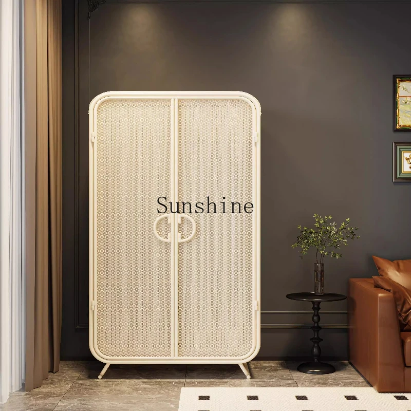 

French cream wind installation-free small apartment bedroom household light luxury finished wardrobe
