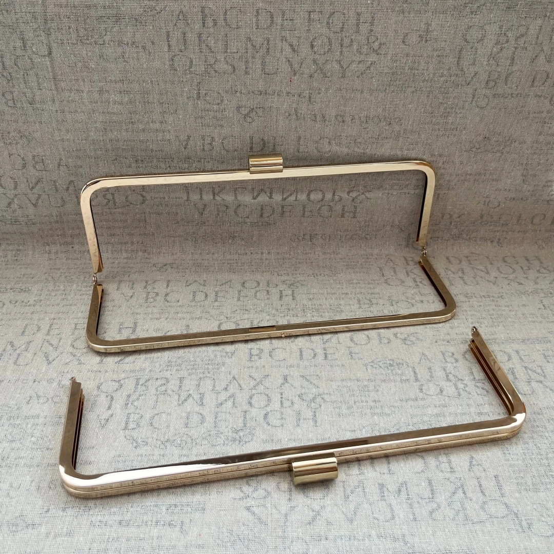 30cm Long Manual DIY Metal Purse Frame Square Handmade Hardware Vintage Rectangle Wallet Frame Handcraft Parts Material Gold