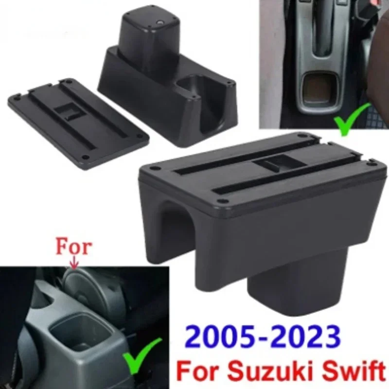 For Suzuki Swift Armrest Box Interior Parts Car Central  Content With Retractable Cup Hole Large Space Dual Layer USB 2005-2023