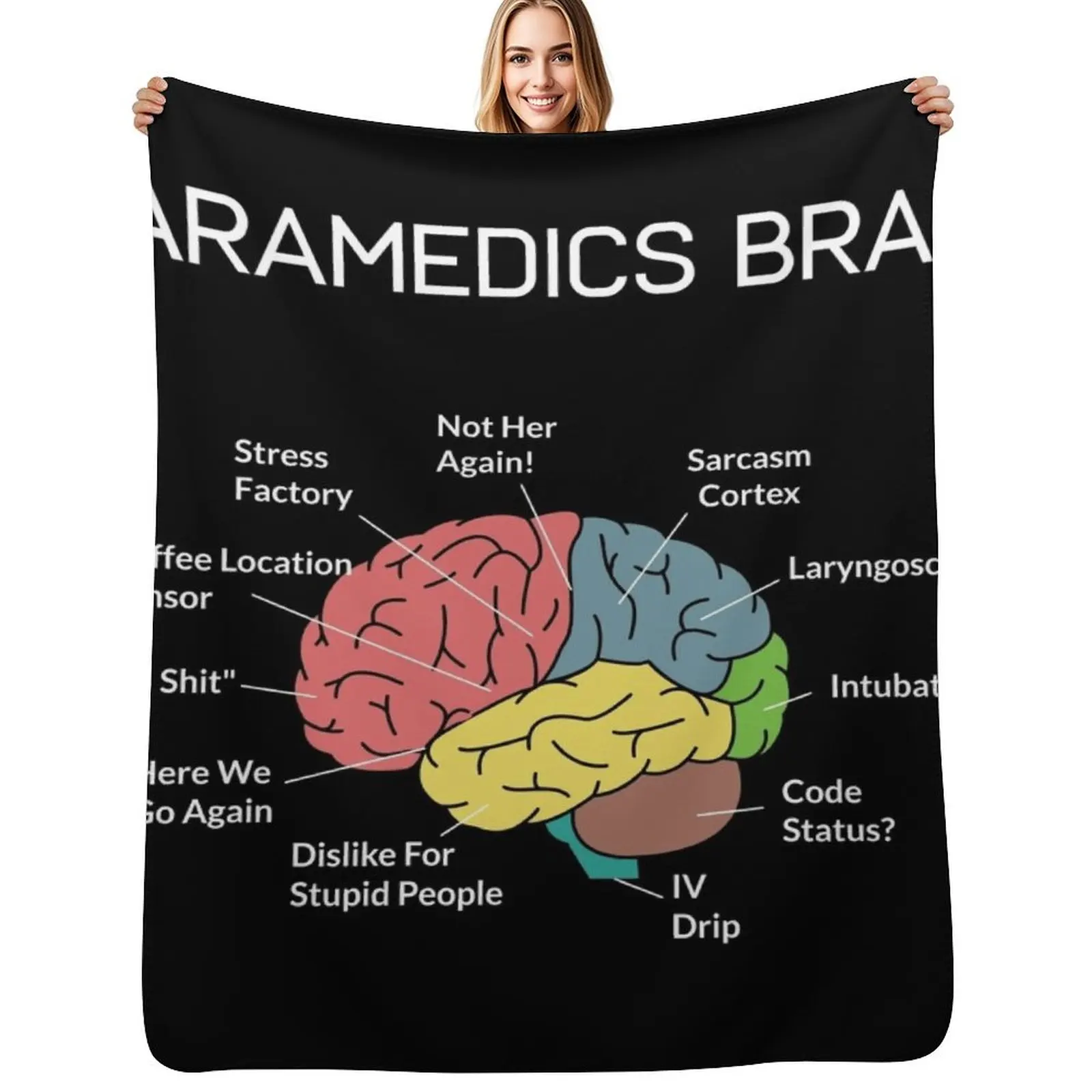 Paramedics Brain Funny EMS EMT Paramedic Thin White Line Throw Blanket Thermal Single for sofa Beach Sofa Throw Blankets