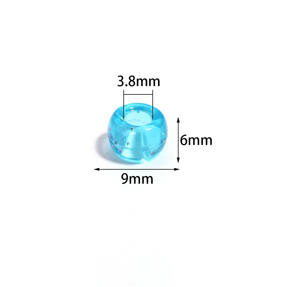 200pcs 6x9mm Acrylic Pony Beads Colorful Big Hole Loose Spacer Beads For Jewelry Making DIY Crafts Bracelet Necklace Accessories