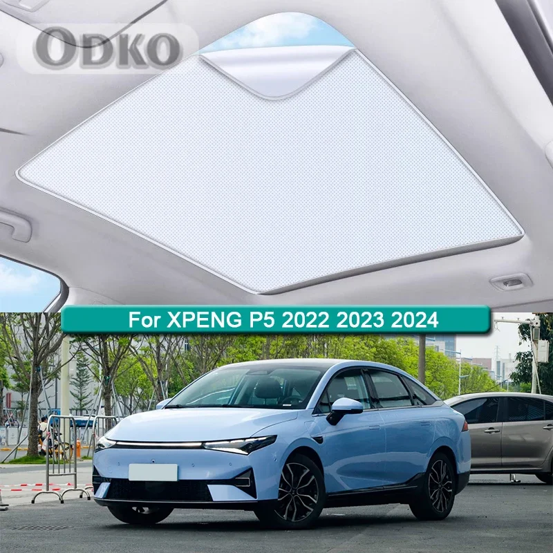 Car Roof Sunshade For XPENG P5 2022 2023 2024 Electrostatic Adsorption Sunroof Sunshade Skylight Blind Shading Sticker Accessory