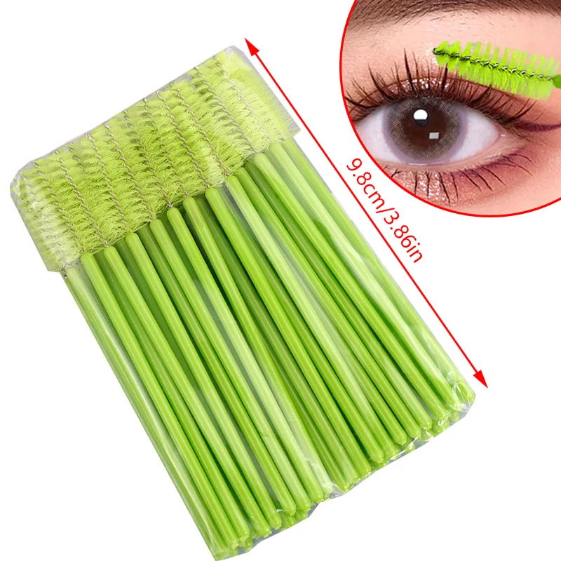 50개 속눈썹 브러쉬 메이크업 브러쉬 일회용 마스카라 완드 어플리케이터 스풀러 아이래쉬 화장품 브러쉬 속눈썹 연장 도구