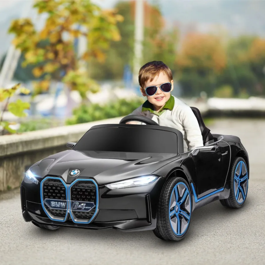 Aosom Electric Car for 12V Licensed BMW Ride on Car with 2.4G Remote Control Suspension System Horn Honking Music Lights for Bo
