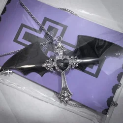 Vintage Fashion Personality Gothic Devil Batwing Men's Cross Love Pendant Banquet Jewelry Accessories Gift