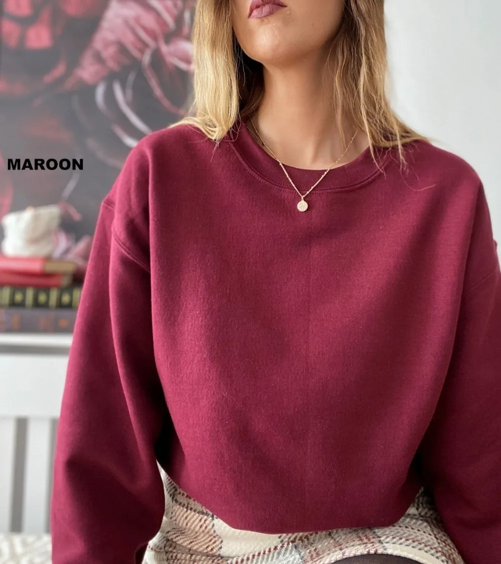 Oversized Pullovers Women Korean Solid Color Sweatshirts Winter Spring 2025 Ladies O-neck Casual Loose Fit Shirt Y2K Clothes