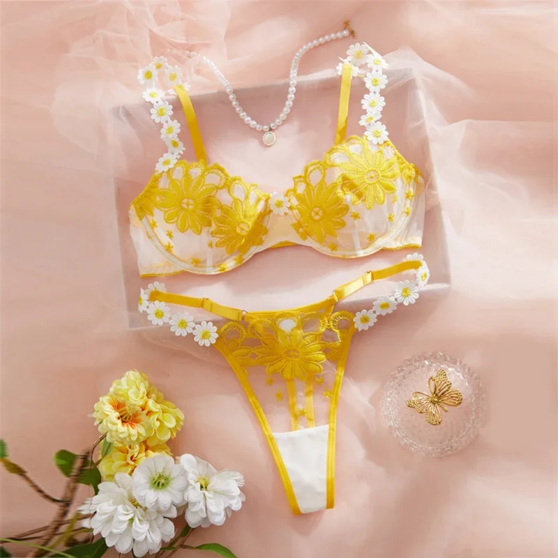 

Fairy Sexy Lingerie Set Sweet Lace Underwear Luxury Intimate Erotic Lingerie Beautiful Floral Embroidery Bra and Panties Sets