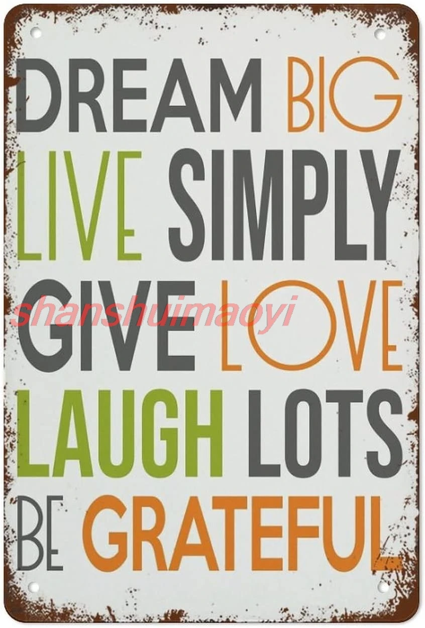 shan ntage Metal Tin Sign Dream Big Sign Typography Print Inspirational Art Dream Big Wall Art Motivational Quote Suitabl 1pc