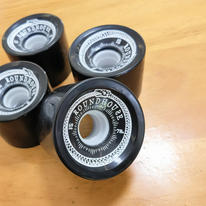 land surf skateboard wheels 69mm 66mm 78A, 66mm 80A, 90% rebound black white color pu longboard wheel snake design