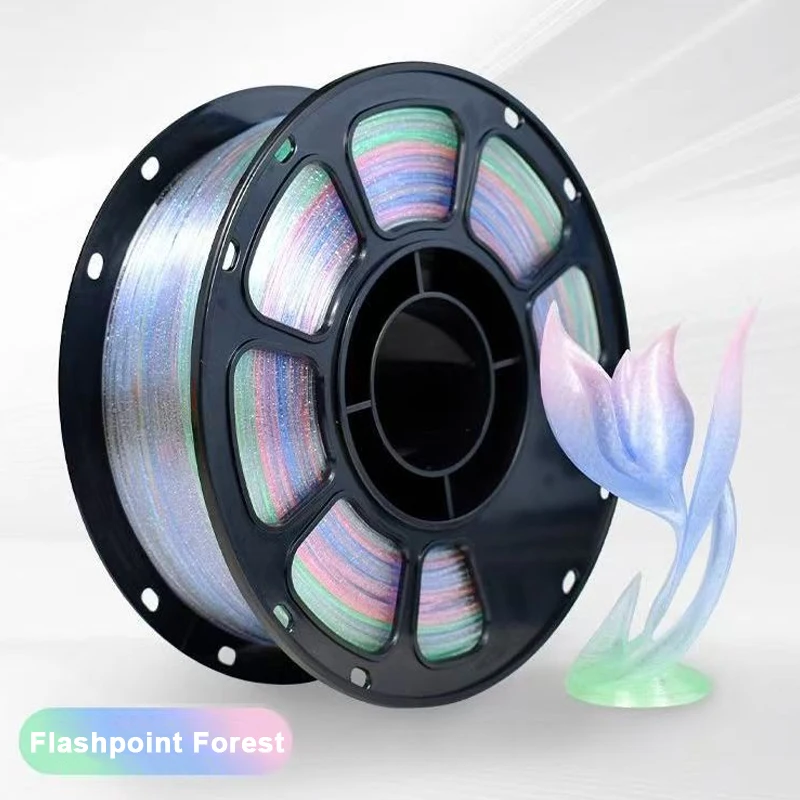 1.75mm 3D Printer PLA Crystal Flash Filament Pla Point Rainbow Printing Material 250g Filament Crystal Sparkle Forest 1Kg, 500g