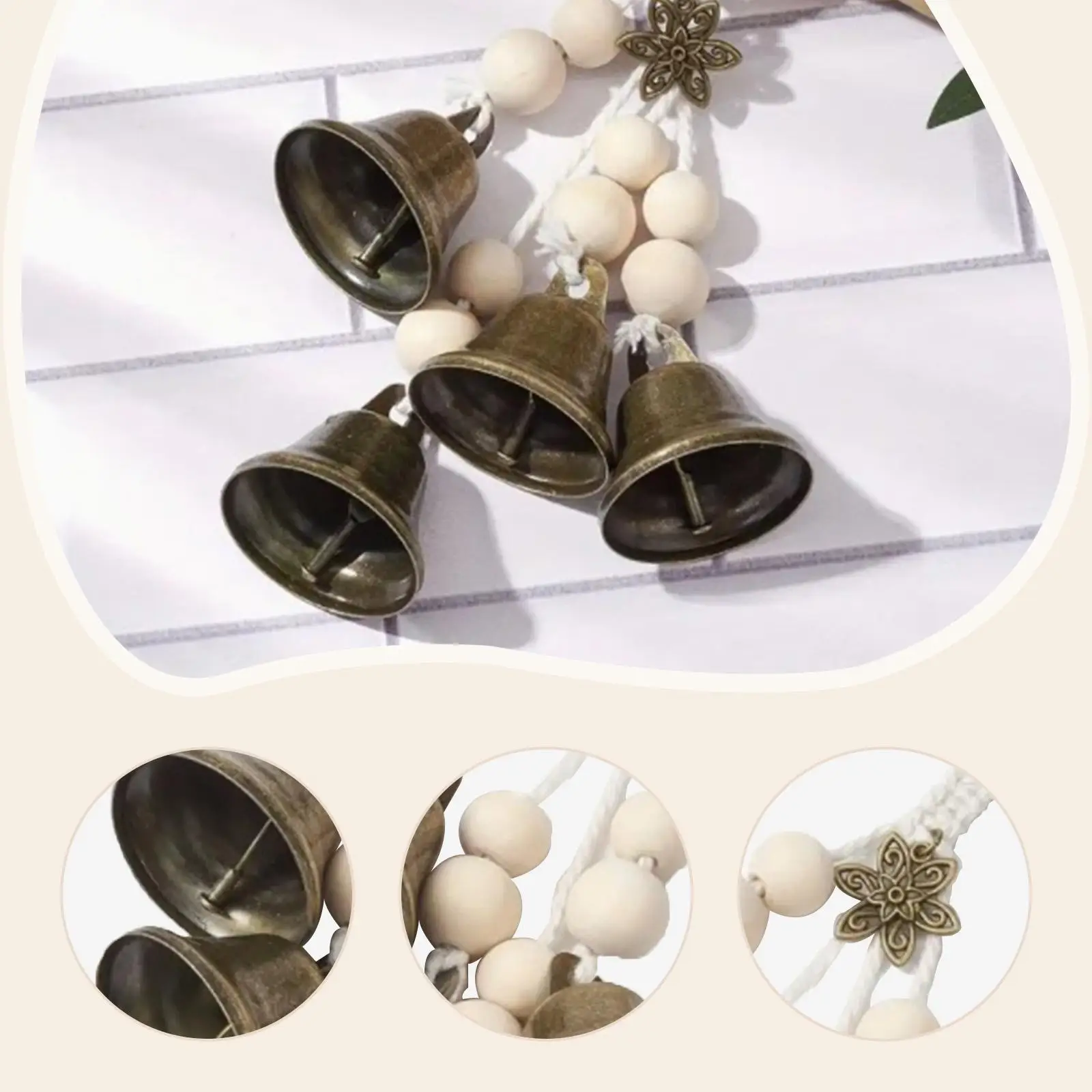 Witch Bell Doorknob Hanger Ideal Gifts Decorative Hanging Bell with Wood Beads for Kitchen Doorknob Ornament Home Decor