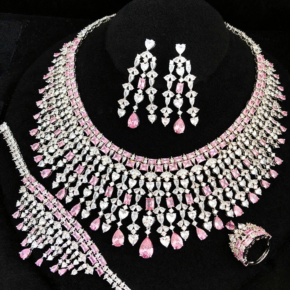 GODKI New Trendy 2 Layers UAE Jewelry Sets For Women Wedding Party Zircon CZ African Dubai Bridal Jewelry Set Dance Party