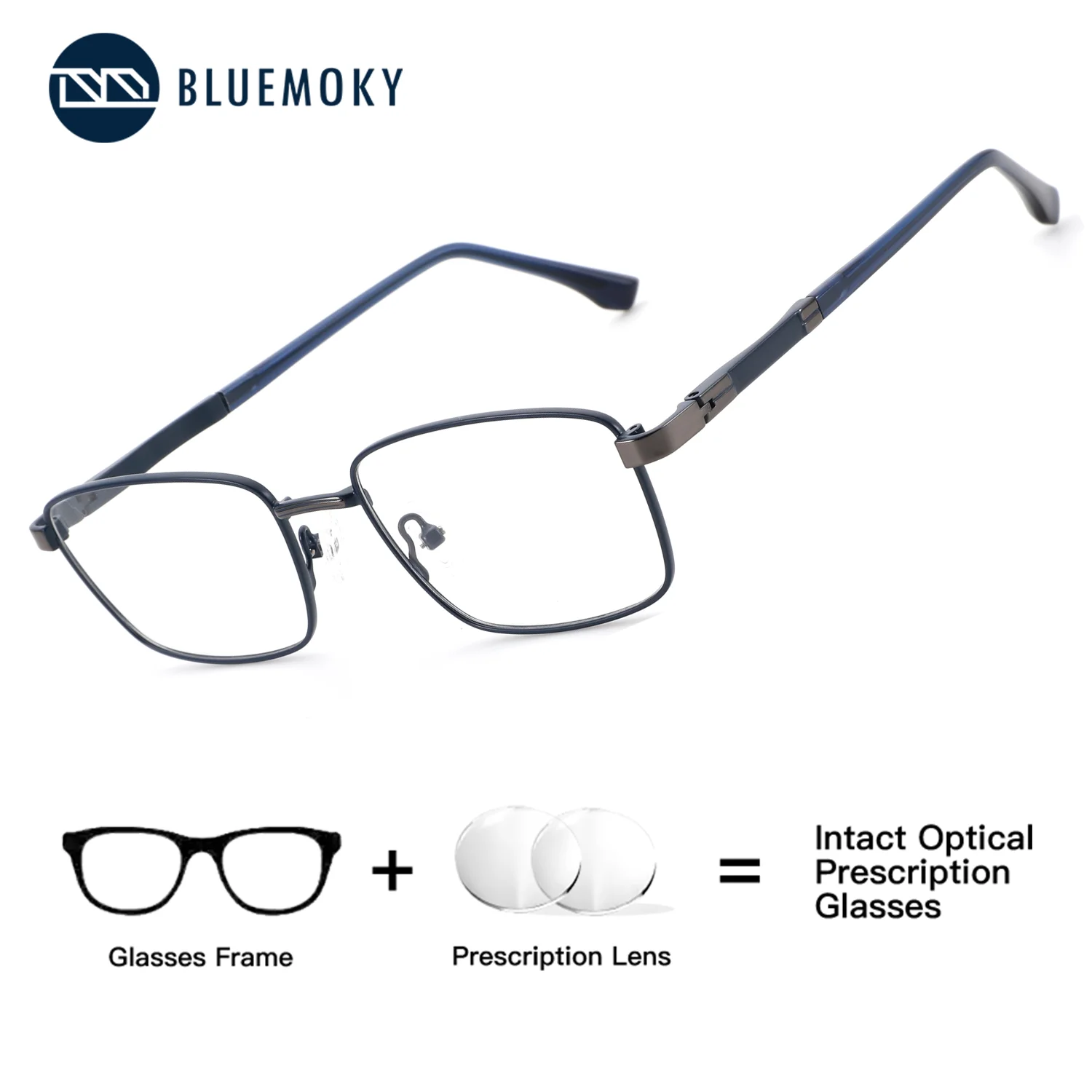 

Очки BLUEMOKY квадратные металлические мужские для коррекции зрения, фотохромные, блокирующие синий свет, для близорукости