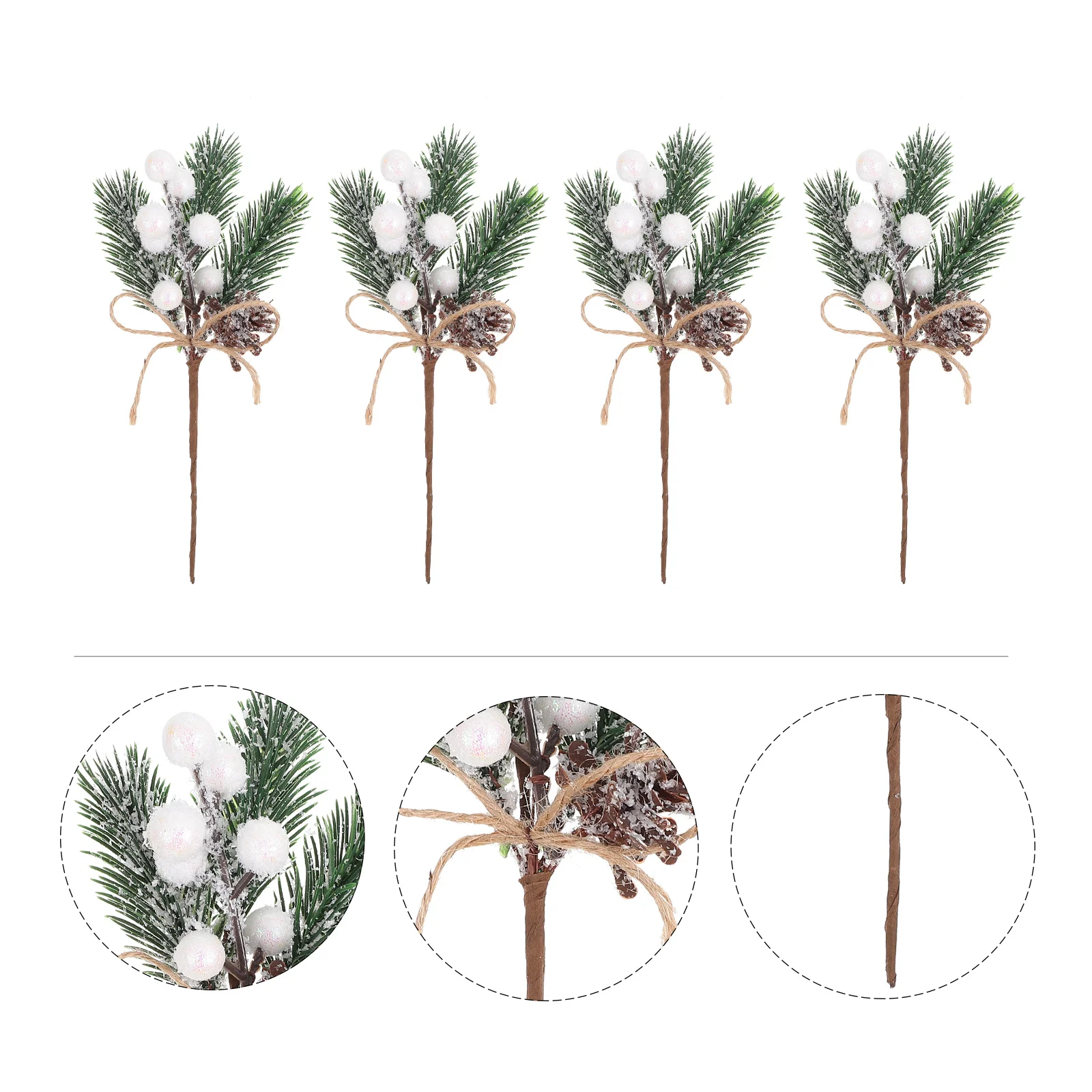 

20Pcs Pine Needle White Berry Simulation Christmas Decoration Rustic Farmhouse Wedding Xmas DIY Home Decor Party Supplies