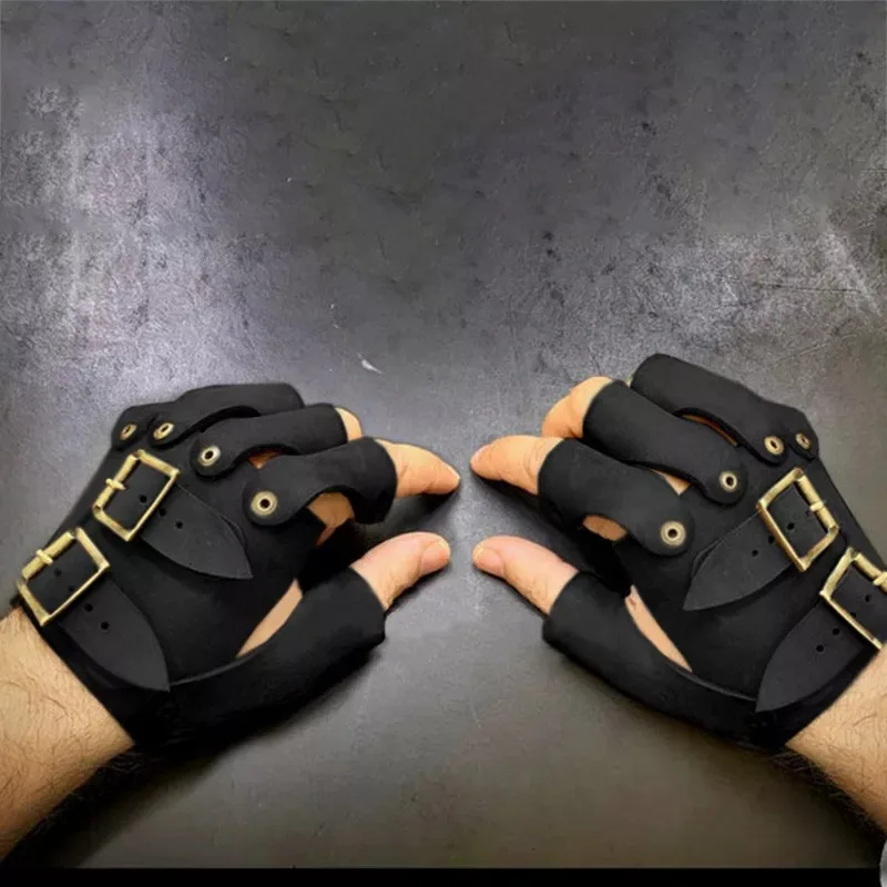 

Medieval Viking Pirate Floki Leather Glove Knight Samurai Arm Armor LARP Costume Steampunk Accessory Fingerless Mitten Men Women
