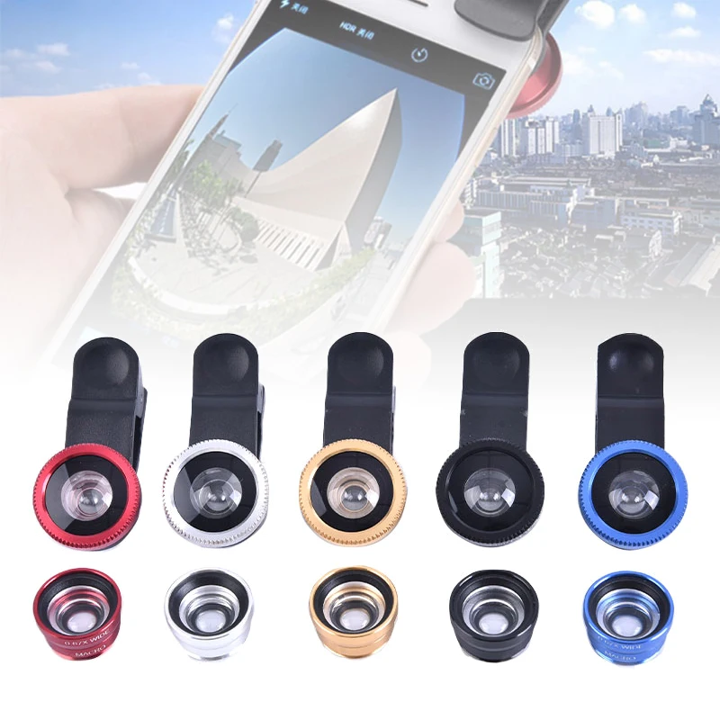 

1 комплект 3в1 мобильного телефона «рыбий глаз» + широкоугольный + легкий макрообъектив камеры для универсального сотового телефона