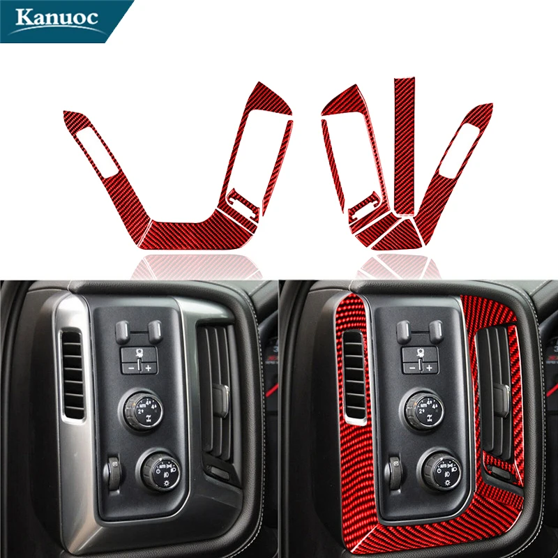 

For Chevrolet Silverado 1500/GMC Sierra 1500 2014-2018 Carbon Fiber Left Right Vent Stickers Car Interior Decorative Accessories