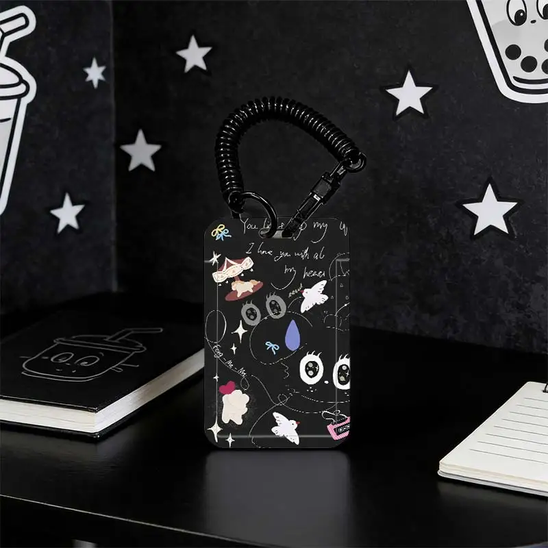 Card Protection Cover for Kpop Photocard Holder Student Bus/Meal Card Protection Case Stretchable Spring Cord Photo Protector