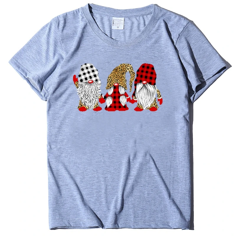 Three Santa Claus Printed Round-neck T-shirts with Short Sleeves for Christmas in Europe and America Graphic T Shirts Harajuku
