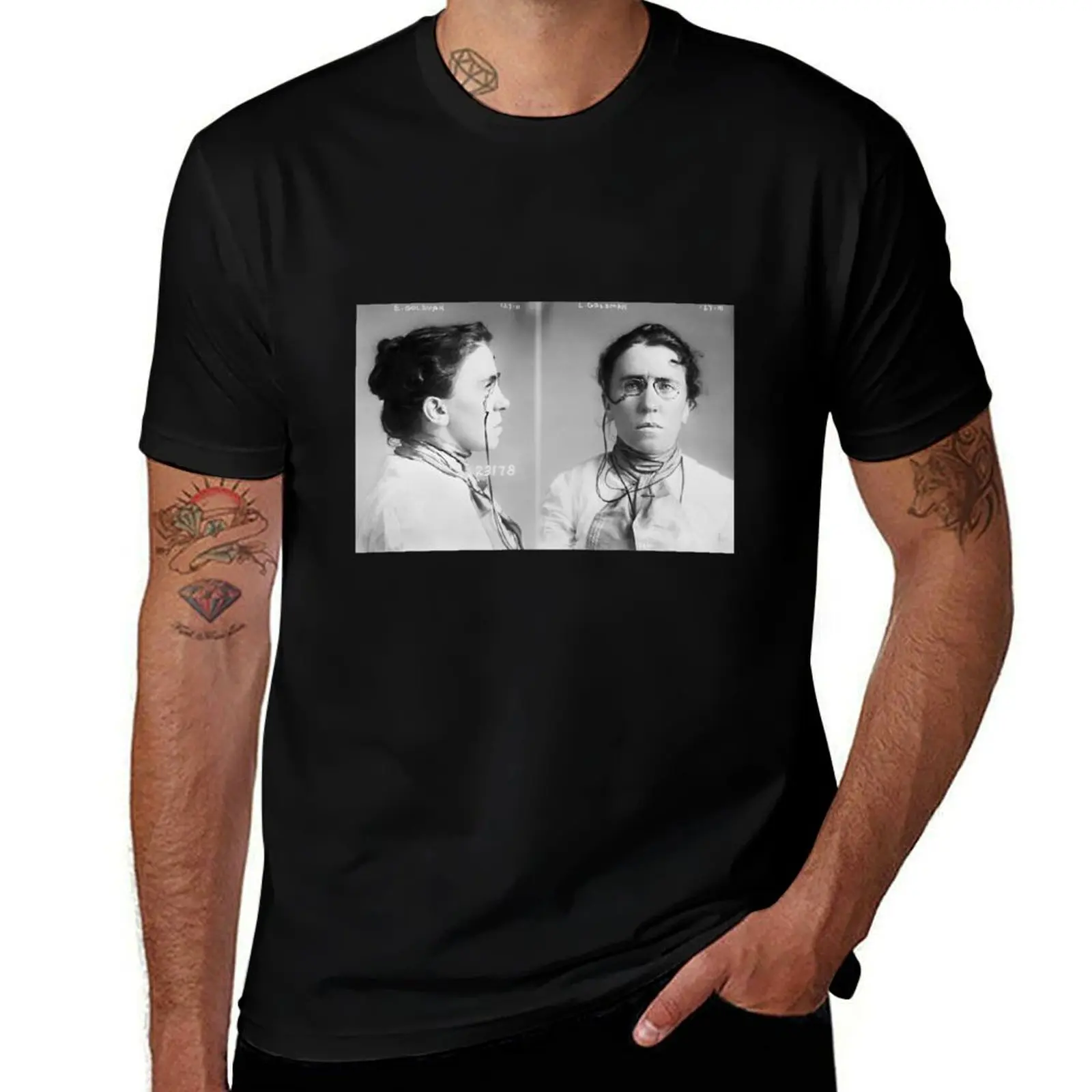Emma Goldman Mugshot T-Shirt Big and Tall Casual T-Shirt