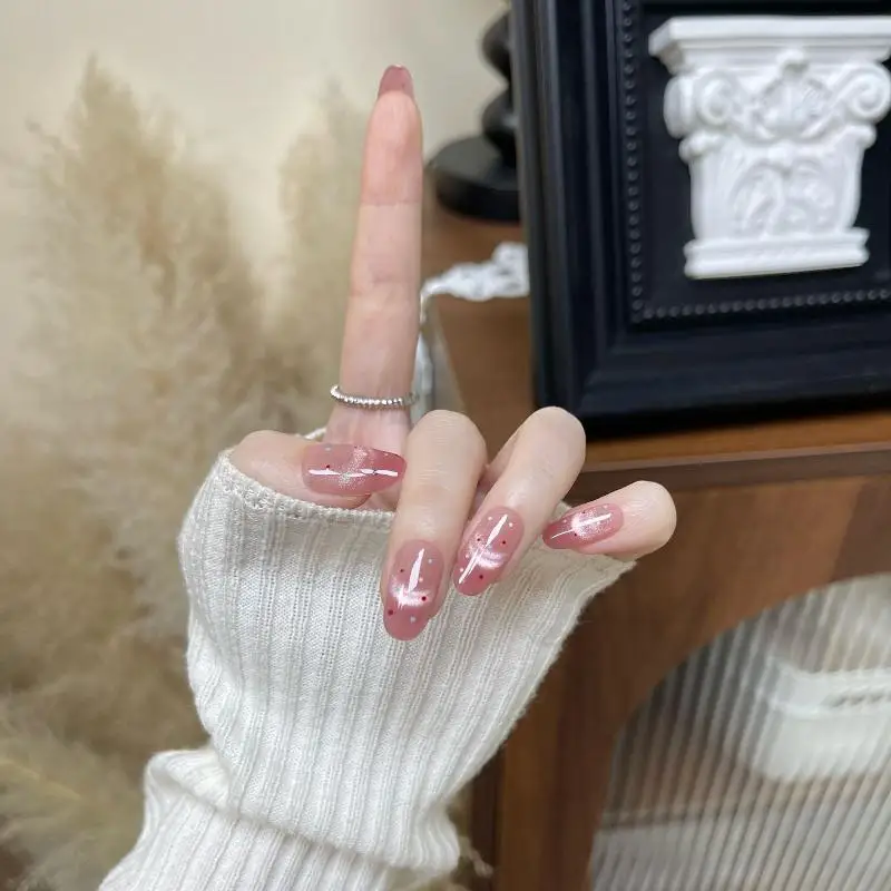 10/ 30pcs Glue-Free Press-On False Nail With Short Ellipse And Short Square-Shaped Design Waterproof Gradual Color-Changing Nai
