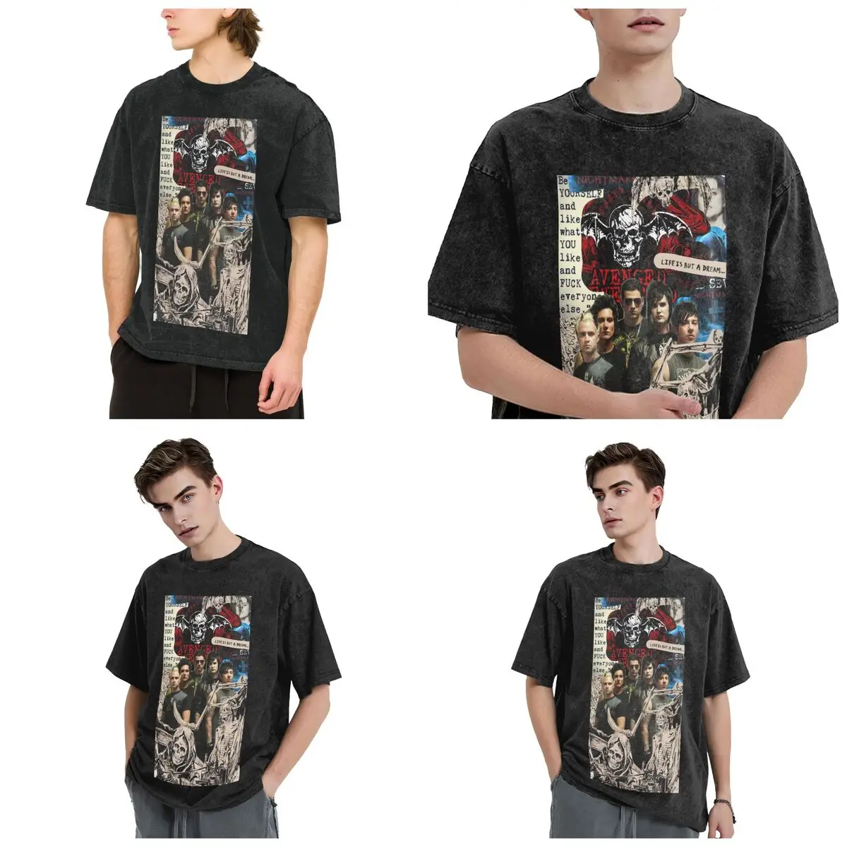 Avenged Sevenfold Hip Hop Short Sleeve T-Shirts Washed Tops Tees Streetwear T Shirt Harajuku for Men woman
